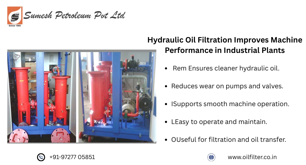 How Hydraulic Oil Filtration Improves Machine Performance in Industrial Plants